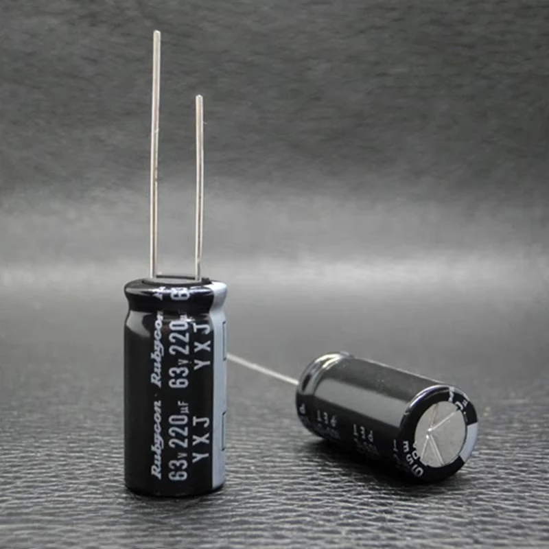(2PCS) 루비콘 YXJ 63v220uF 10*20mm 알루미늄 전해 커패시터 220UF63V 스루홀 105 ℃   고정 커패시터