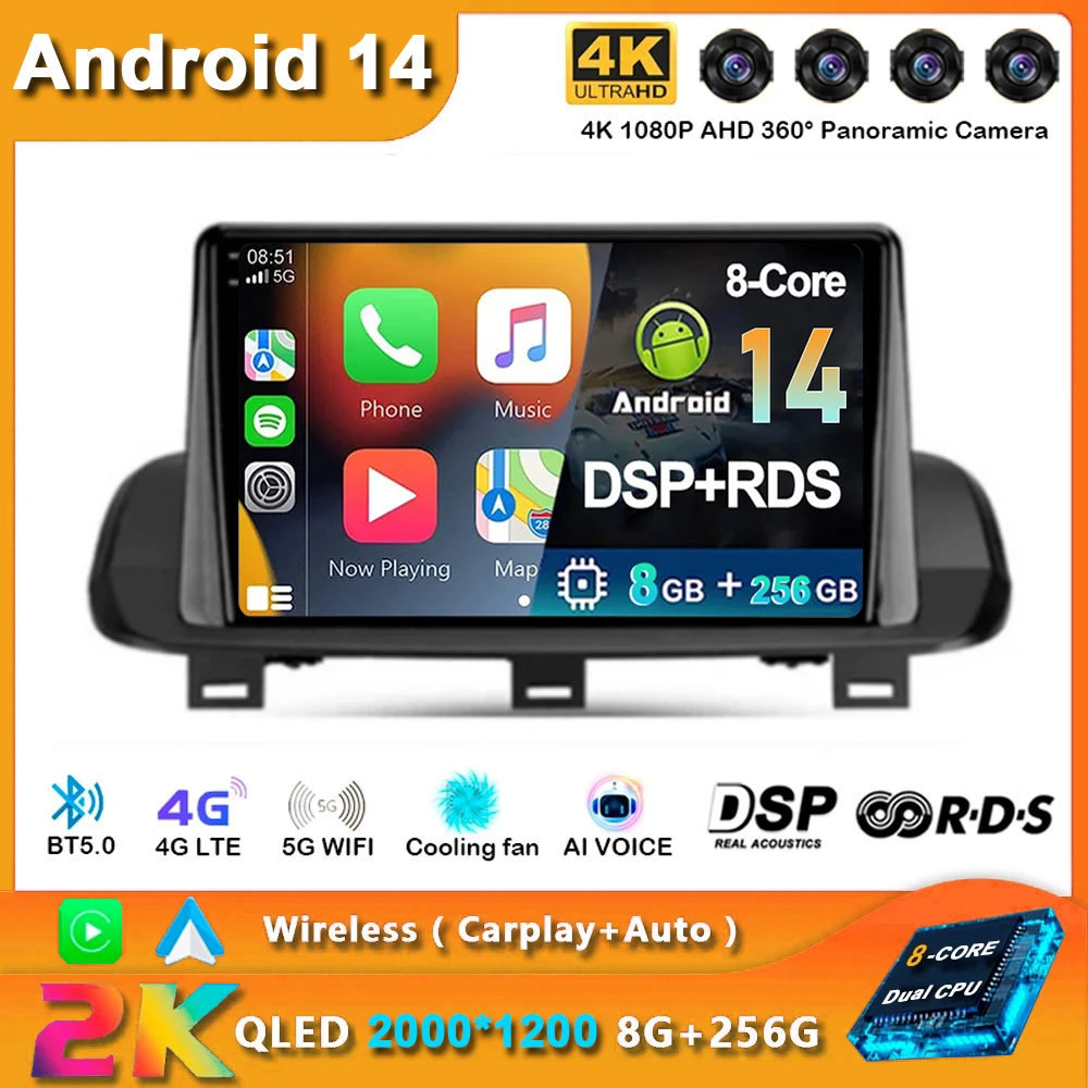 Android 14 Car Radio For Nissan X-Trail Xtrail X - Trail 4 T33 Rogue 3 2020 2021 Navigation GPS Multimedia Video Player Stereo