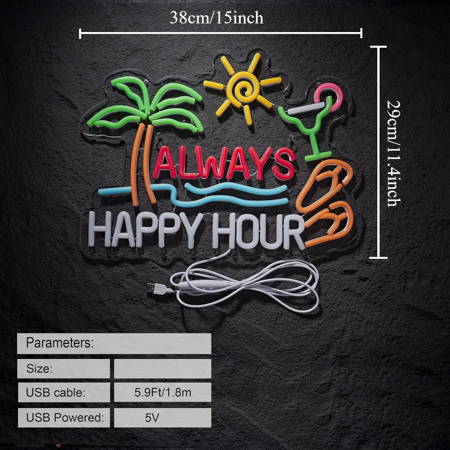Neon Sign Bar Bir Happy Hour u - Home Bar Signs ulasan dan harga