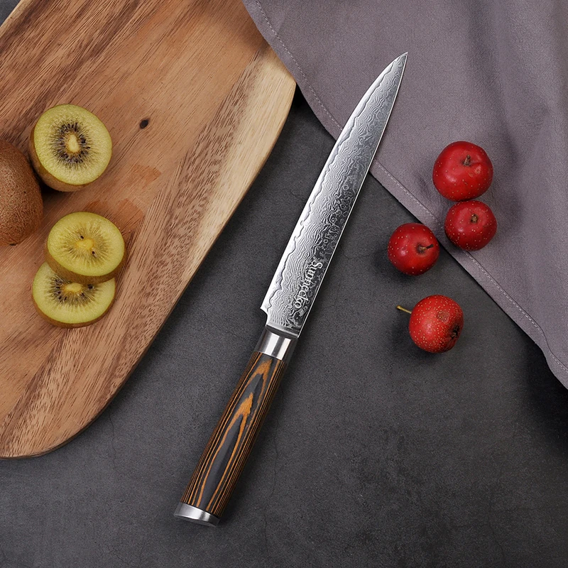 

Sunnecko 8" Inch Japanese Slicing Knife 73 Layers VG10 Damascus Steel Chef's Kitchen Knife Vegetable Fruit Meat Cutting Knife