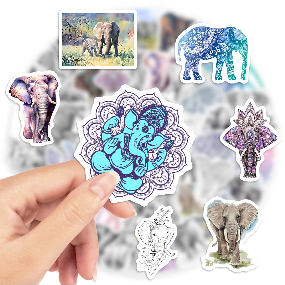 Cartoon Kawaii Elephant Stickers Cute Animal  Aesthetic Decals DIY Laptop Luggage Motorcycle Phone Waterproof Child Toy PVC