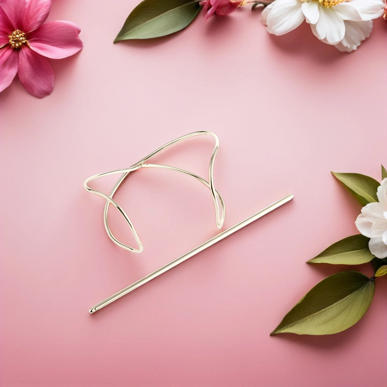 

2pcs Metal Pins Elegant Bun Clips For Women Vintage Styling Accessories High Bun Clip Thick Hair Gold Hair Cuffs