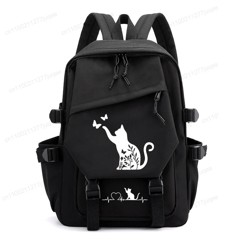 Mochila de Volta às Aulas com Estampa de Gato Engraçado, Mochila Escolar para Meninas, Mochila de Viagem, Mochilas de Lazer Fashion, Mochila de Viagem