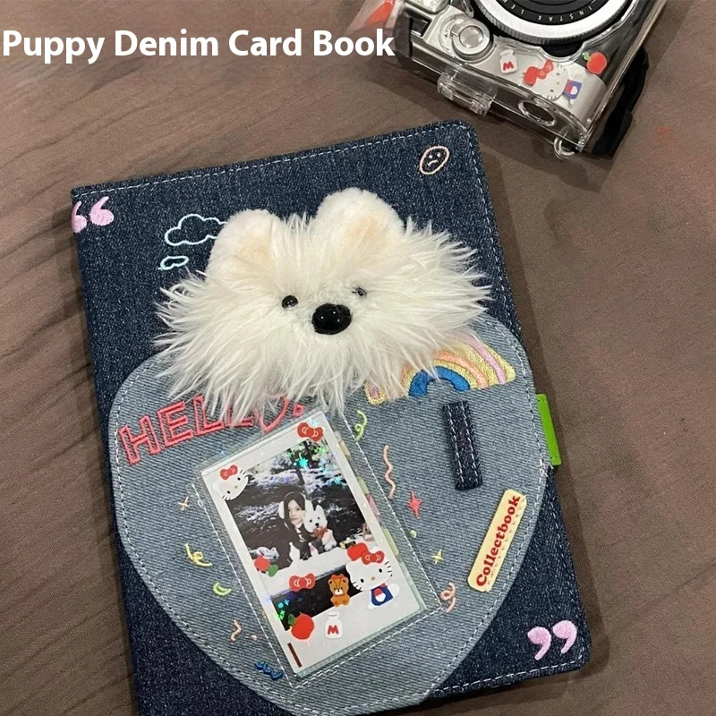 Cute Plush Dog Cowboy Cardbook 3inch Card Four Grid Storage Book Loose Leaf Small Card Diy Album Card  Idol Card Collect Book