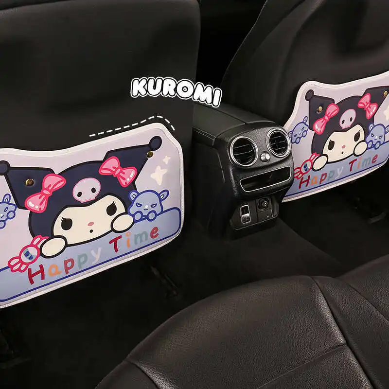 

Автомобильное сиденье Kuromi, противоударный коврик, Декоративная кожаная Милая Высококачественная простая Противоударная подкладка, Мультяшные аксессуары для украшения автомобиля