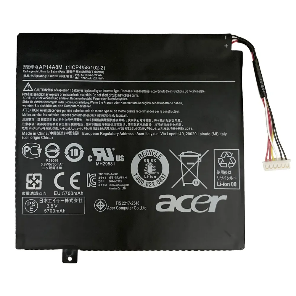 3.8V 22Wh AP14A8M Laptop Battery For Acer Swift 10 SW5-011 Iconia Tab 10 A3-A30 AP14A4M 1ICP4/58/102-2 A3-A20