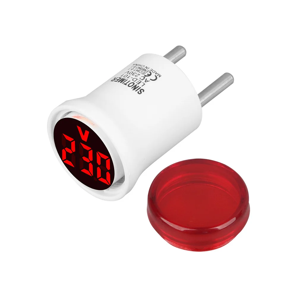 Mini Digital Voltmeter 30mm Round AC230V Volt Voltage Tester Meter Monitor Power LED Indicator Pilot Lamp Light Display EU Plug