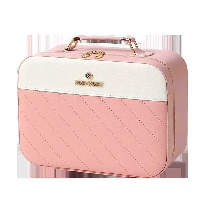 New Makeup Suitcase Fashion Rectangular Portable Large Travel Travel Travel Empty Plastic Box Storage PU Luggage