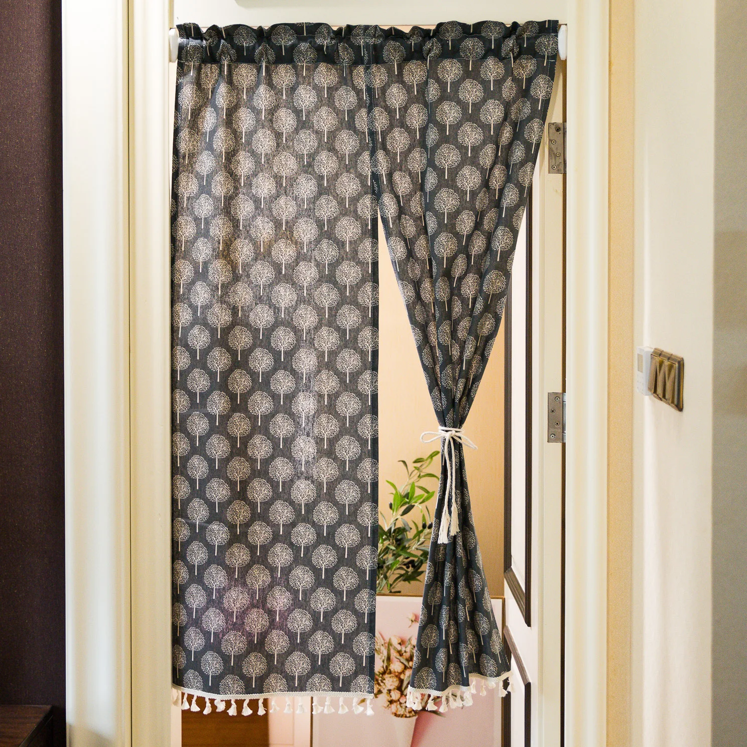 Korean Printing Curtains Blackout Door Curtains Doorway Privacy Shade Curtain Kitchen Bedroom Living Room Window Tassel Curtain