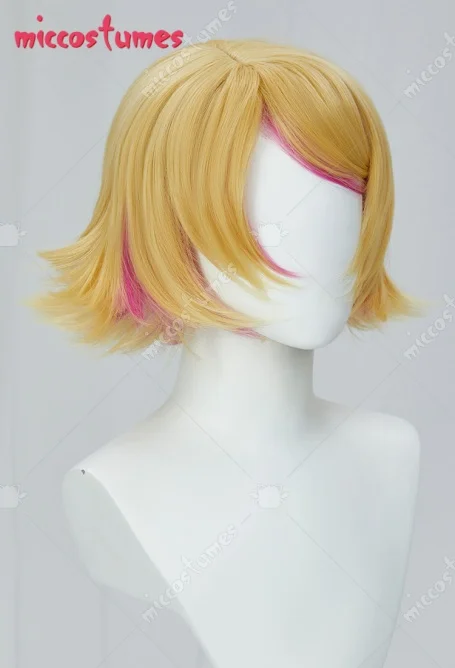 Perruque de Cosplay Rin pour femmes, Miccostumes, perruque courte rose doré, longueur d'épaule, en Stock