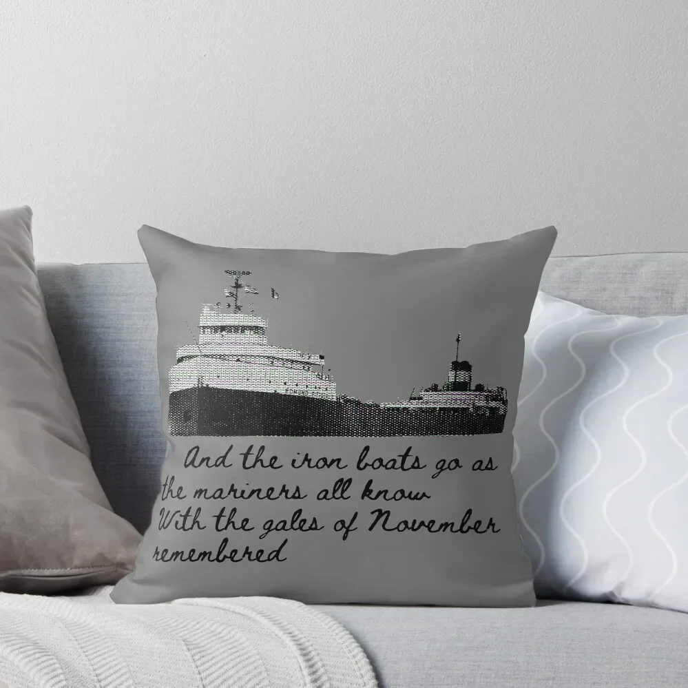 History -- Edmund Fitzgerald Throw Pillow Luxury Living Room Decorative Cushions Christmas Pillows pillow