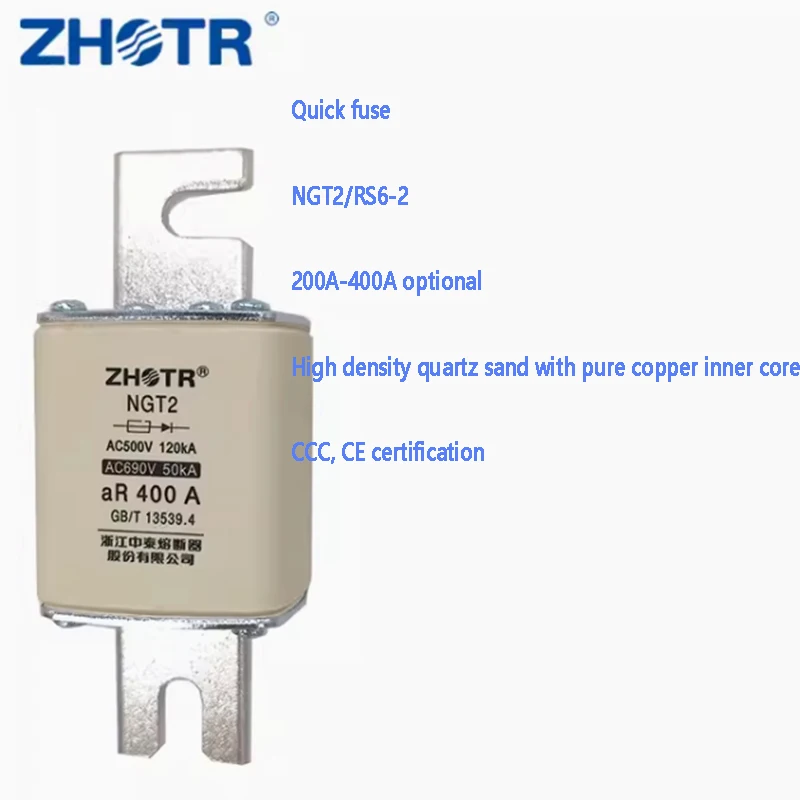 

100% Silver Sheet NGT2 RS6-2 Fast fuse for semiconductor device protection 160A-400A 690V