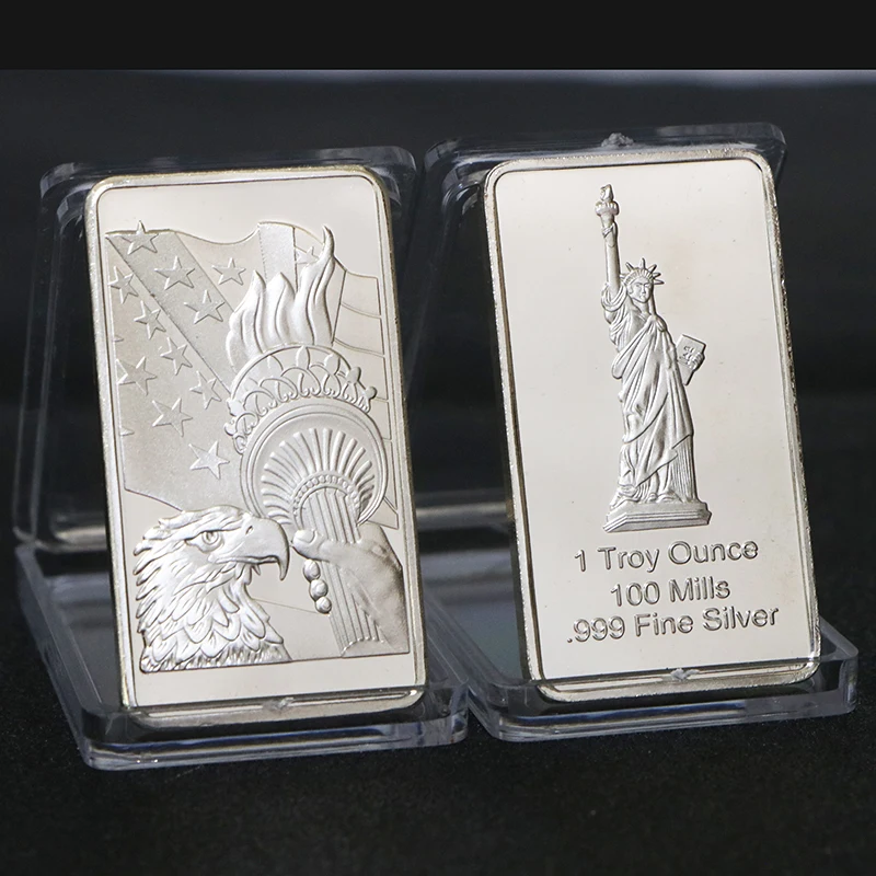 USA Lady Statue of Liberty Collectible Medallion Toekn Eagle Bar/Coins 1 Troy Ounce 100 Mills.999 Fine Silver New Year Gifts