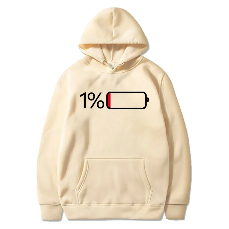 Battery Low Graphic Hoodie for Men - Casual Pullover Sweatshirt with Kangaroo Pocket for Spring/Fall