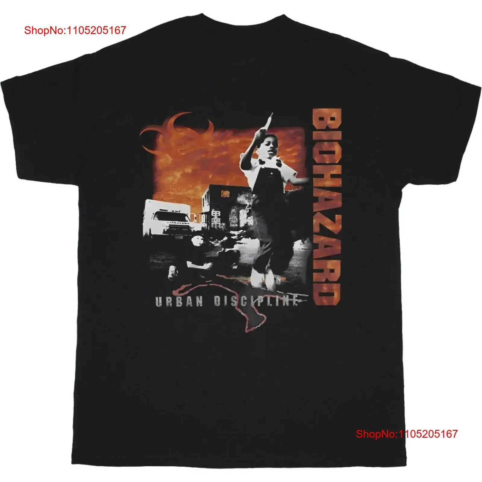 BIOHAZARD URBAN DISCIPLINE T SHIRT vintage Washed Unisex Breathable fashion homme Slightly Soft designer clothes streetwear