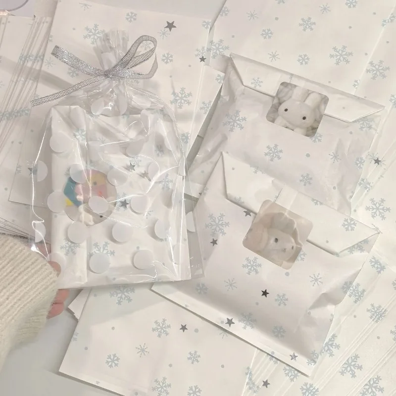 50pcs/set Reto Simplicity Snowflow Package Paper INS Casual Blue White Color Photocard Package Holder DIY Decor Kids Gift