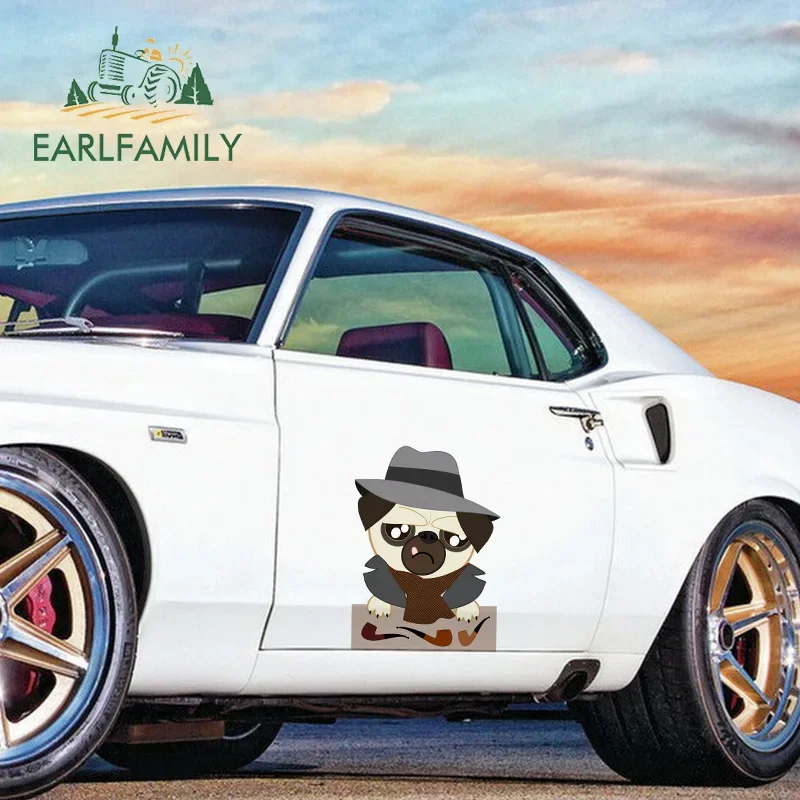 

EARLFAMILY 43cm x 31.4cm for Pug Car Accessories Decal Waterproof Car Stickers Motorcycle Auto Air Conditioner Decoration