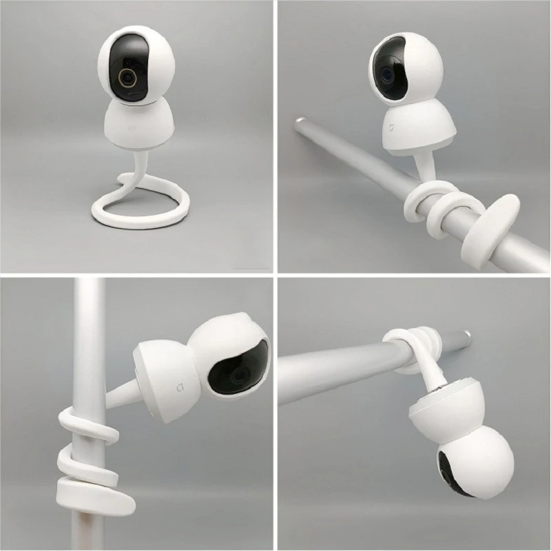 IP Camera Holder Stand Baby Monitor Wall Mount Silica Gel Bracket Hole-Free Crib Cradle Rod Hose Holder Flexible Twist Mounting