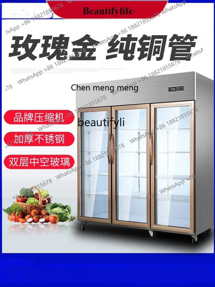 

Refrigerated Display Cabinet Commercial Food Displaying Refrigerator Vegetable and Fruit Cold Dish Double Door Fresh Cabi