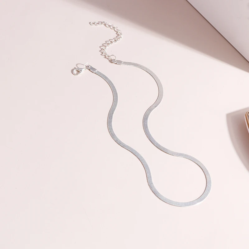 Aihua Punk Schlüsselbein flache Klinge Snake Link Choker Halskette Unisex Gold Silber Farbe Edelstahl Halsketten für Frauen Schmuck – Detail 7