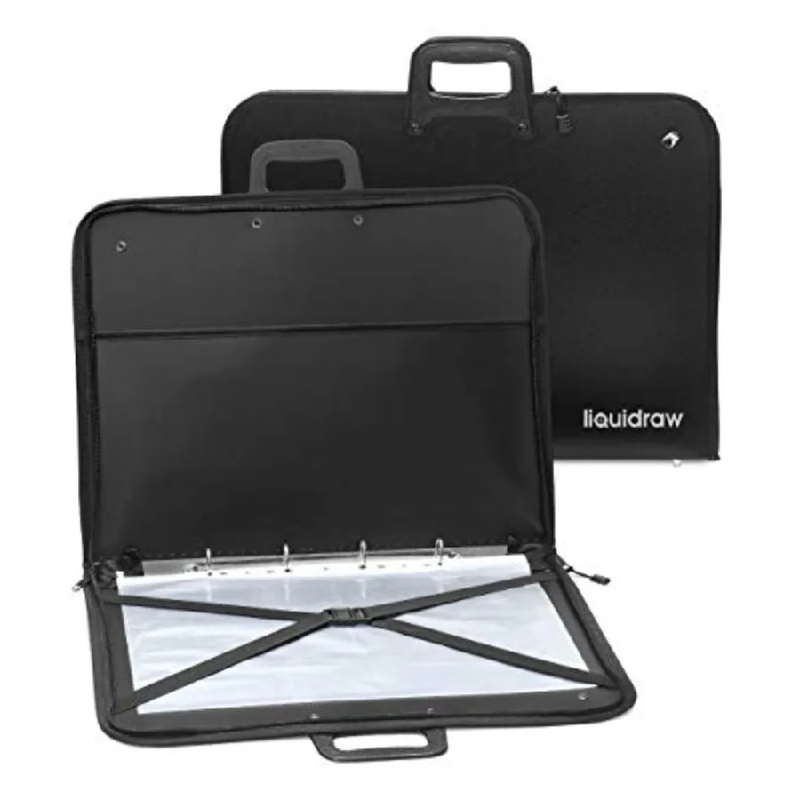 

Папка-портфель для художественных работ - 10 карманов, с застежкой-молнией, плечевым ремнем, ручкой и зажимами, водонепроницаемая, с кольцевым механизмом, для надежного хранения