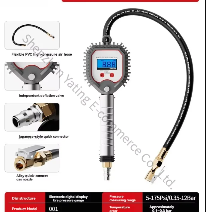 Automobile Tire Inflation Barometer High-precision Digital Tire Pressure Meter Pneumatic Inflation Meter