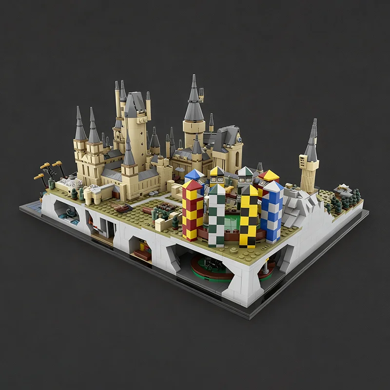 1696 Uds. MOC Castle Grounds expansión modelo de Harry arquitectura de bloques de construcción regalo de Navidad juguetes creativos Idea educativa