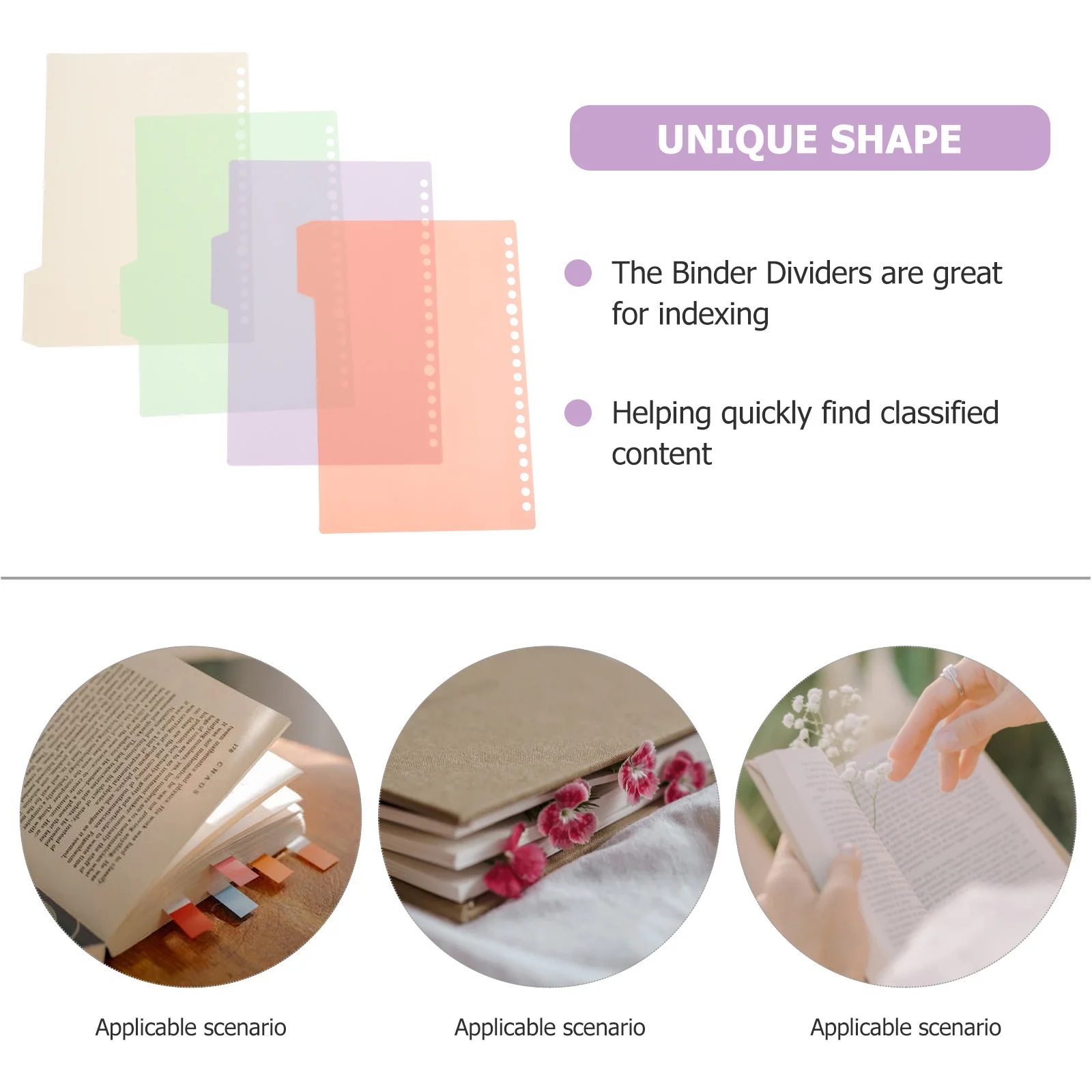 8Pcs Colorful Binder Dividers Aesthetic File Organizers Index Tabs for Notebooks Files Books Planners A5 Binder