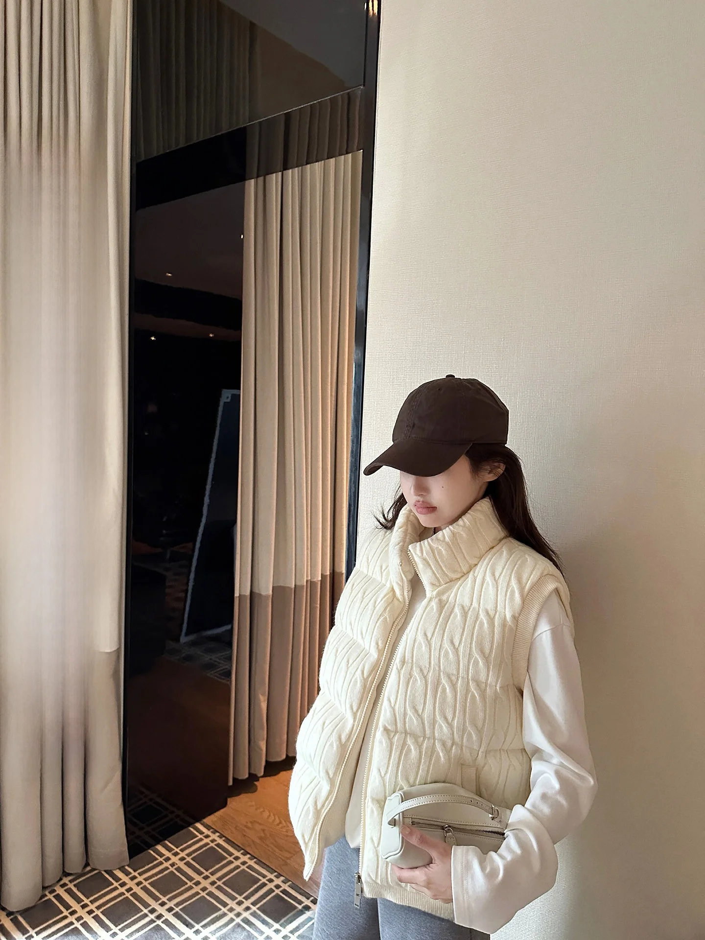 

Ningi Stand Collar Hand Filled Cotton Jaet Loose Zipper Interlayer Wear Women's Autumn Winter New Casual Sle Layered Vest