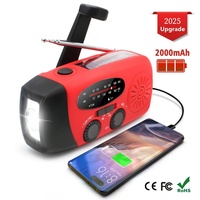 Solar Hand Crank Powered Camping Light With AM/FM Radio Outdoor 2000mAh USB Charging Multifunctional Hand Dynamo LED Flashlight