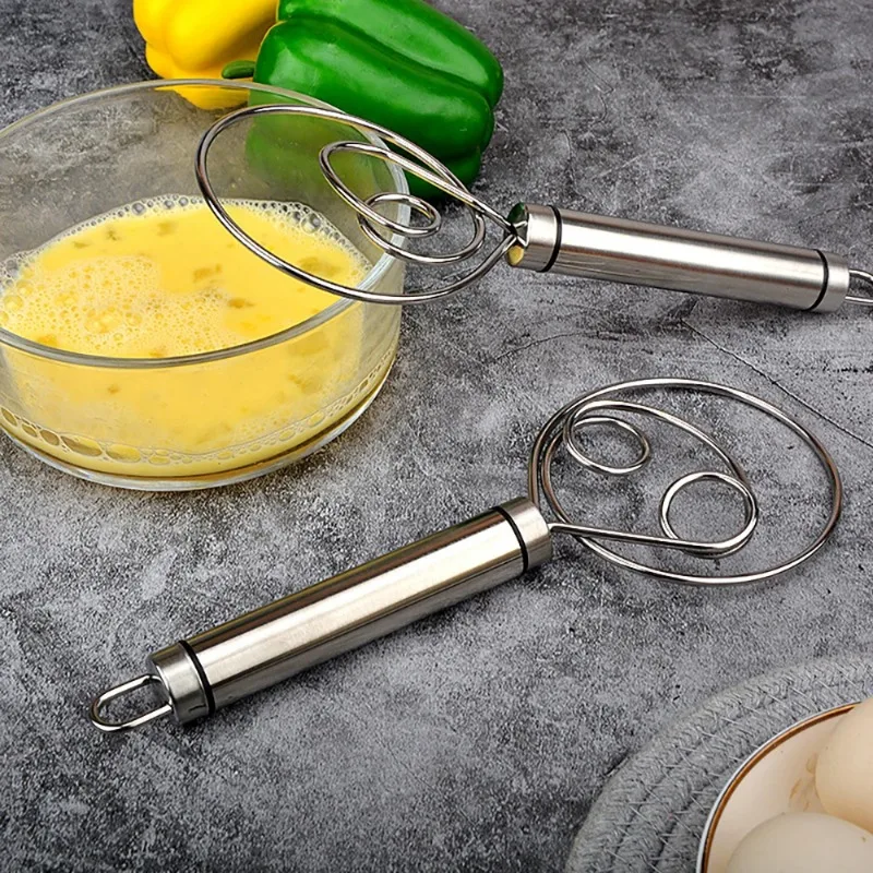 Stainless Steel Double Eye Coil Mixer Baking Tool Egg Beater Manual Dough Powder Mixer Kitchen Gadgets Whisk Cooking Accessories