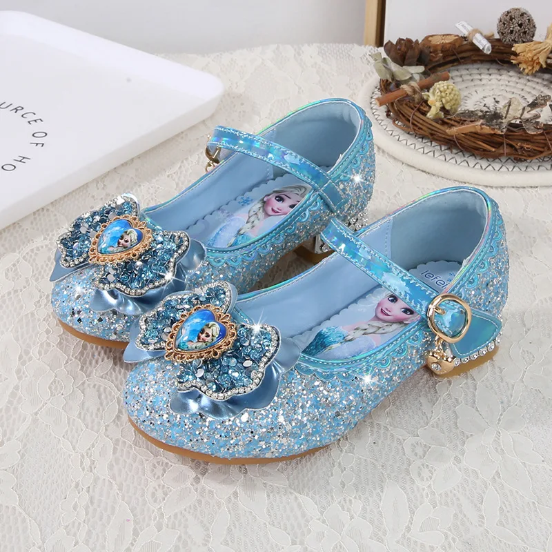 new Elsa Shoes For Girls Cartoon Leather Children Shoes Princess Kids Shoes Girl Sandals Dress Snow Queen Sandal