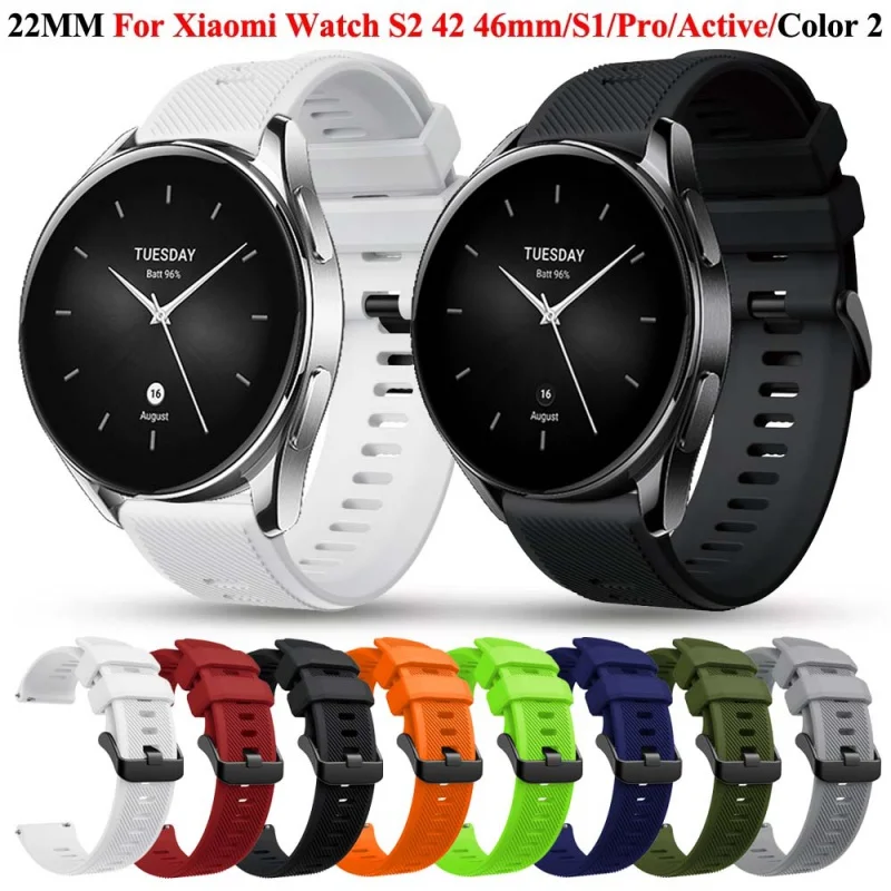 22mm Smartwatch Band For Xiaomi Watch S2 46mm 42mm Sports Silicone Strap Mi S1 Pro/Active Color 2/sport Mibro X1 A1 Bracelet