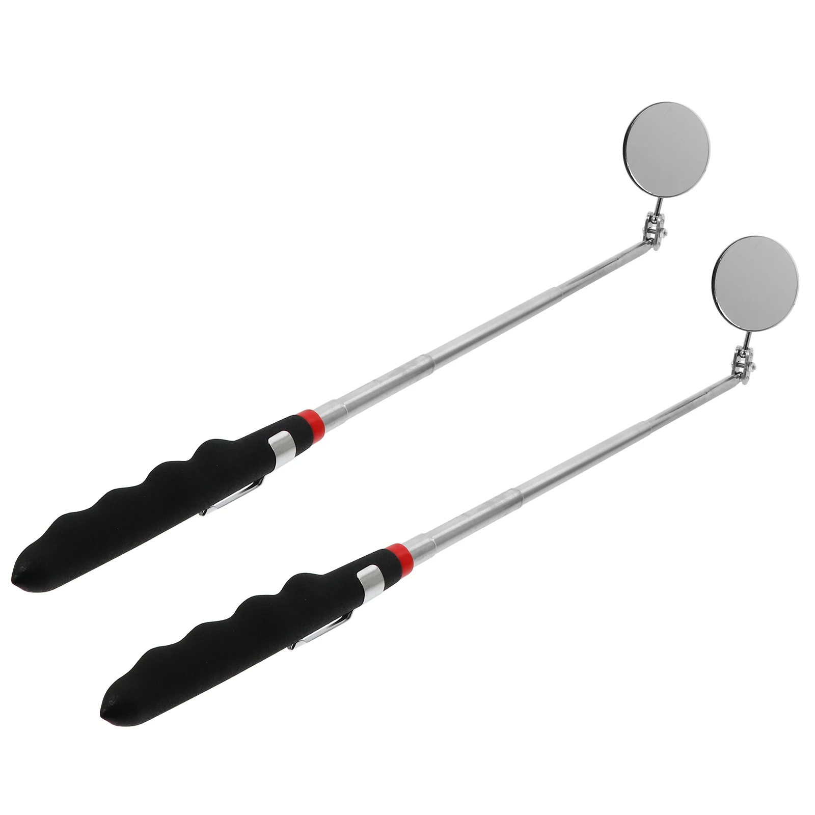 

2 Pcs Extendable Telescoping Check Mirror Set 360 Stainless Steel Round Mirrors Car Inspection Tool HVAC