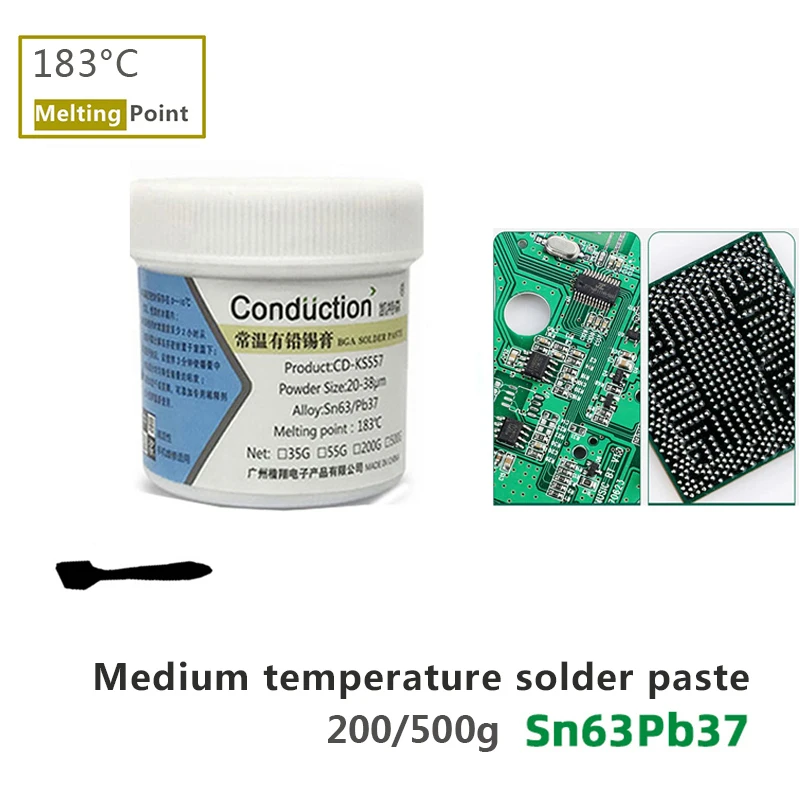 

200g/500g Solder Tin Paste 183℃ Lead Sn63Pb37 Tin Soldering Paste Welding Flux for LED BGA SMD Chip Circuit Motherboard Repair