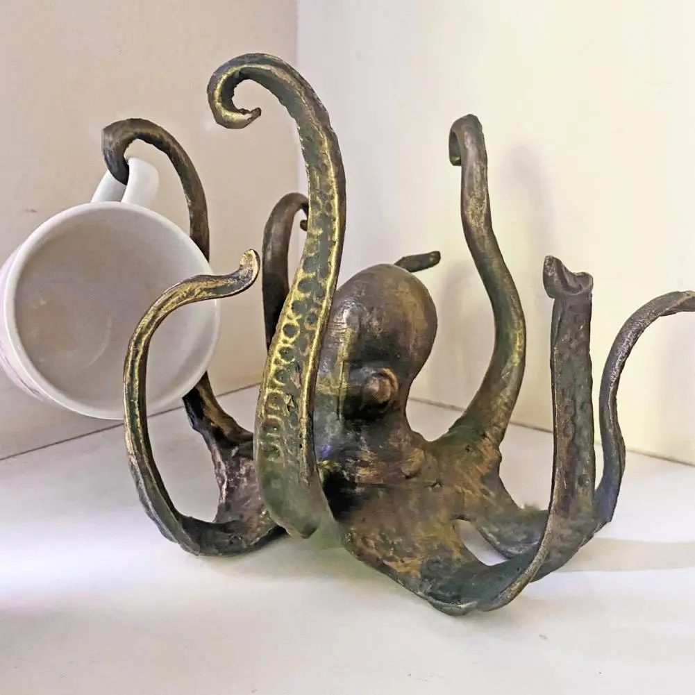 Durable Octopus Cup Holder Coffee Cup Holder Octopus Mug Holder Resin Sea Figurine for Kitchen Countertop Coffee Cup