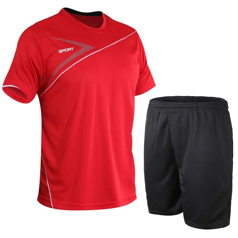 

Футбольные майки для мужчин Футбольный трикотаж Спортивный костюм с коротким рукавом Футбольный тренировочный костюм Летняя футболка + шорты Спортивный комплект из 2 предметов