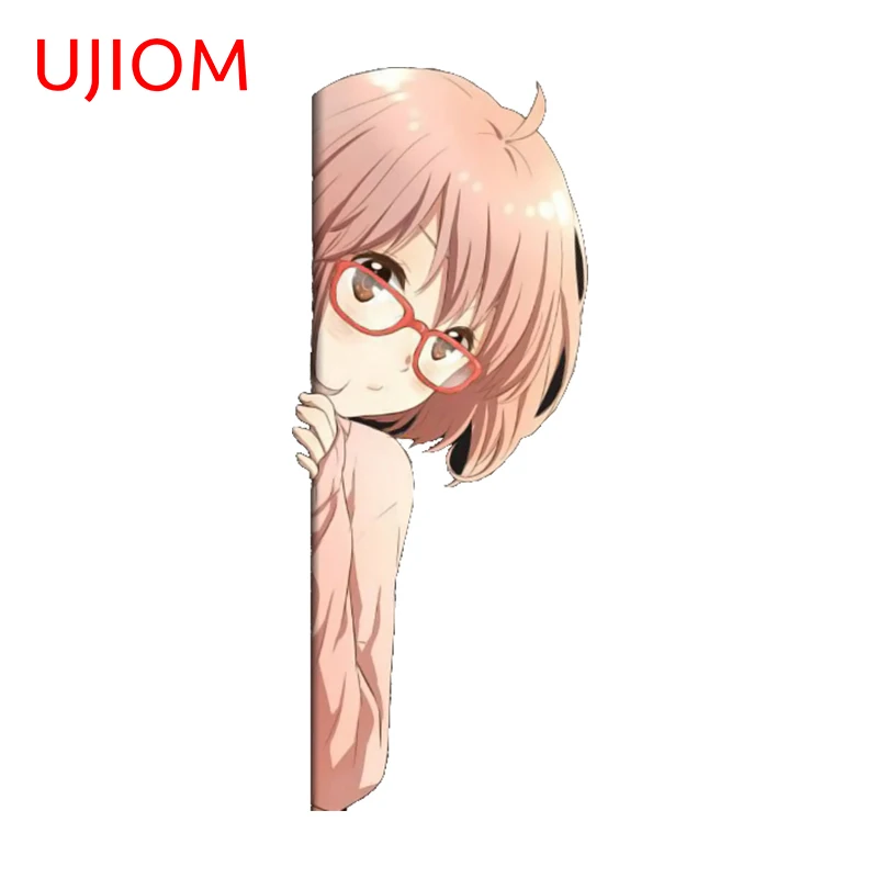 UJIOM 13cm X 5.2cm Kuriyama Mirai Anime Peeker Cute Wall Stickers Amusing Waterproof Baby Nursery Room Decal Wallpapers Decor