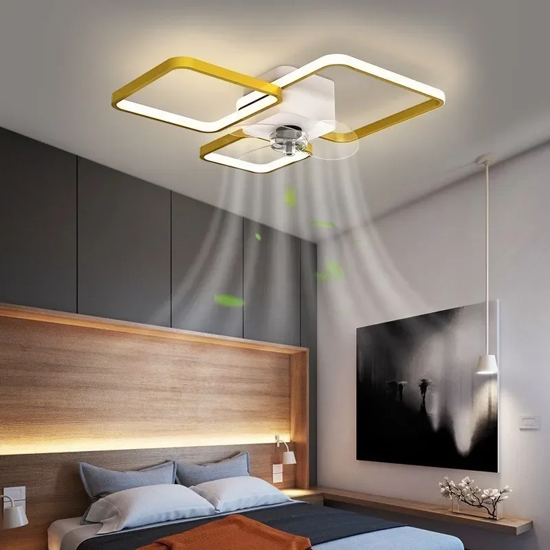 Nordic Bedroom Ceiling Fan Lamp Home Living Room Modern Minimalist Restaurant with Electric Fan Integrated Ceiling Lamp