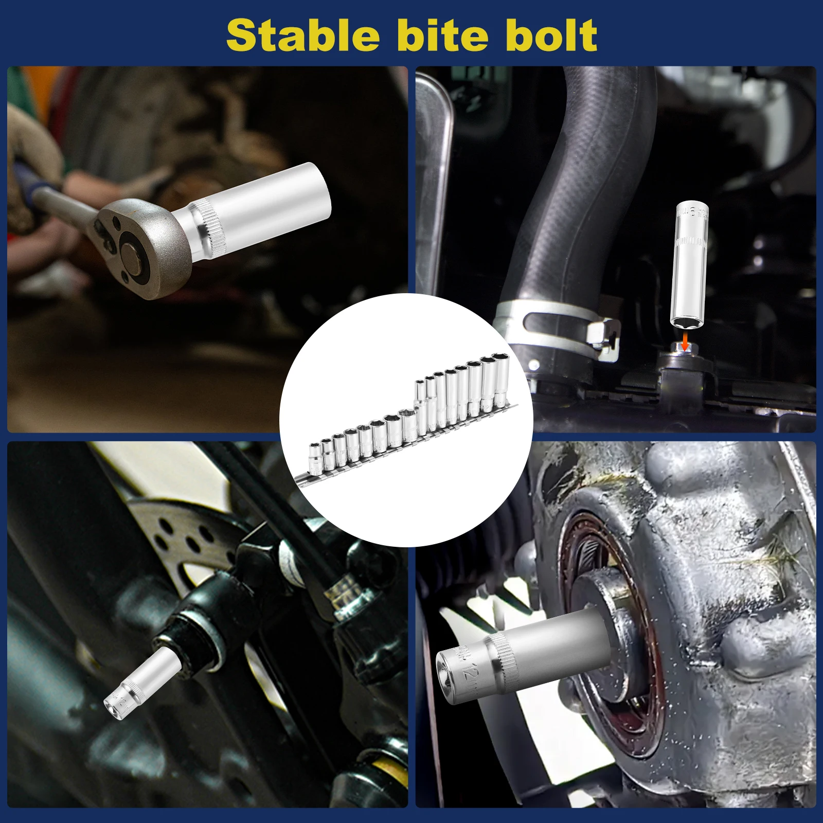 32 قطعة 1/4 "محرك مجموعة مقابس 6-13 مللي متر 6 نقطة تصميم مجموعة مقابس عميقة وضحلة غير قابل للصدأ محرك متري المقبس مع أصحاب التخزين #6