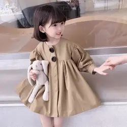 Women's Baby Long-sleeved Dress 2023 Spring and Fall New Children's Trench Coat Children's Trend Korean Spring and Fall Clothing