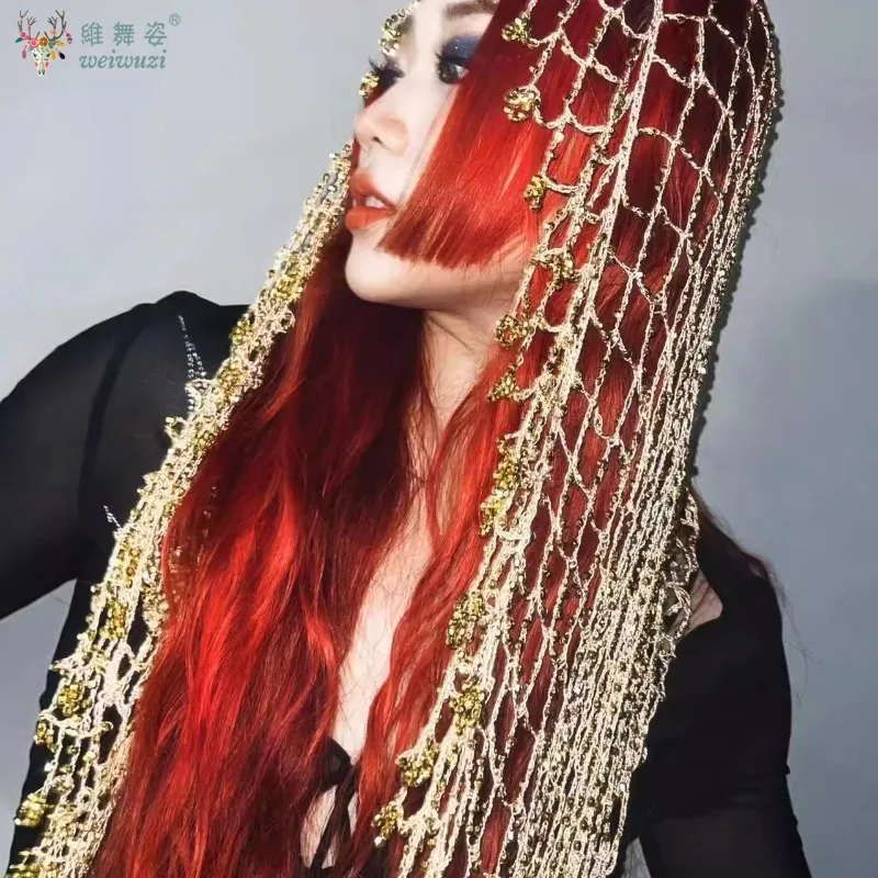BellyDance Sciarpa per anca Sciarpa triangolare con rete da pesca con paillettes per donna Jazz Street Dance Cintura per pratica latina Accessori per la danza della ragazza