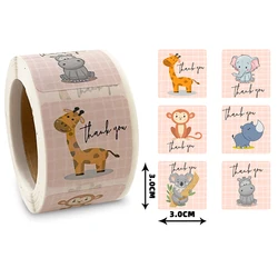 Animal dos desenhos animados Adhesive Seal Labels, Obrigado Adesivos, Presente artesanal, Decoração Etiquetas, Cartões de visita, Kids Rewards, 50-300Pcs