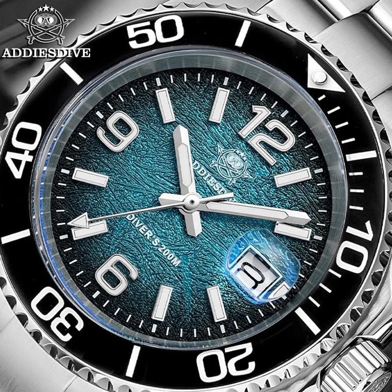 

ADDIESDIVE New Men Watch Luxury Diver Quartz Wristwatch 200m Diving Ceramic Bezel Date BGW9 Luminous 41mm Watch for Men