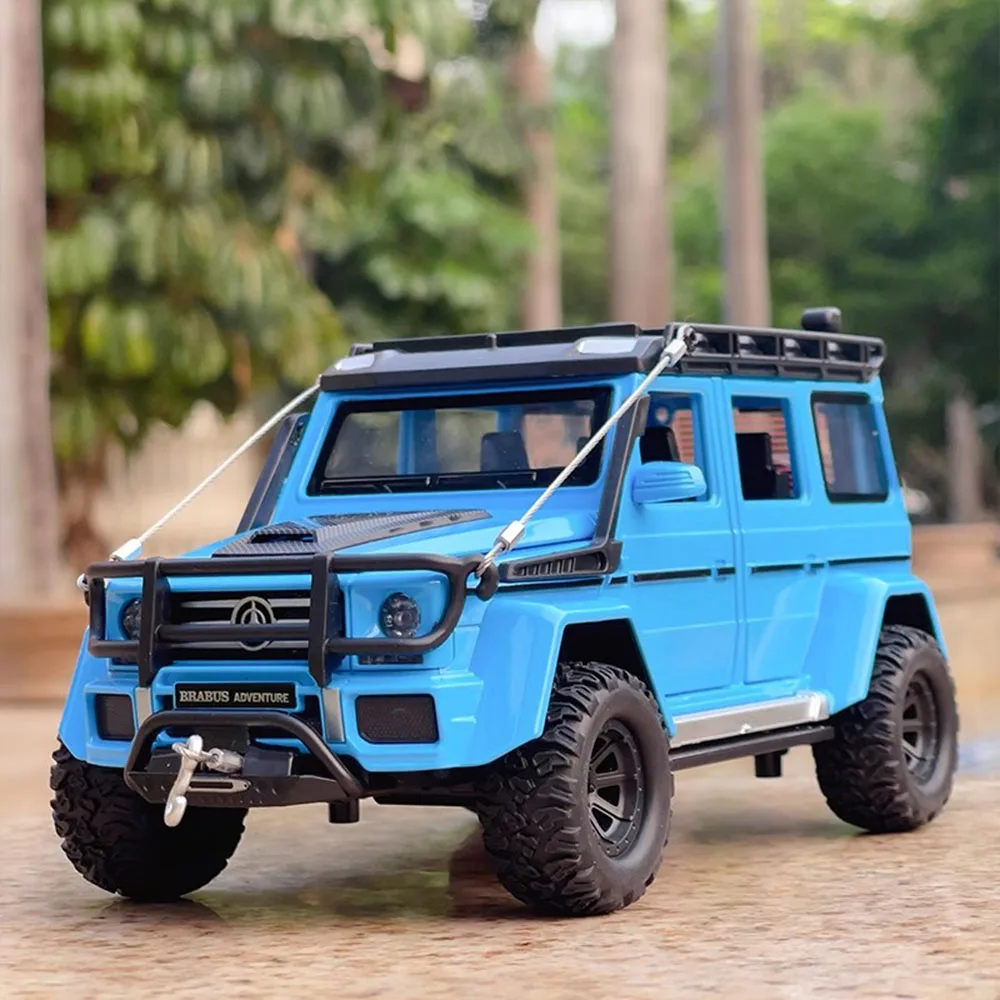 1/24 g550 gle350 modelo de carro brinquedos liga diecast aventura edição portas abertas som luz puxar para trás veículo fora de estrada presente para criança
