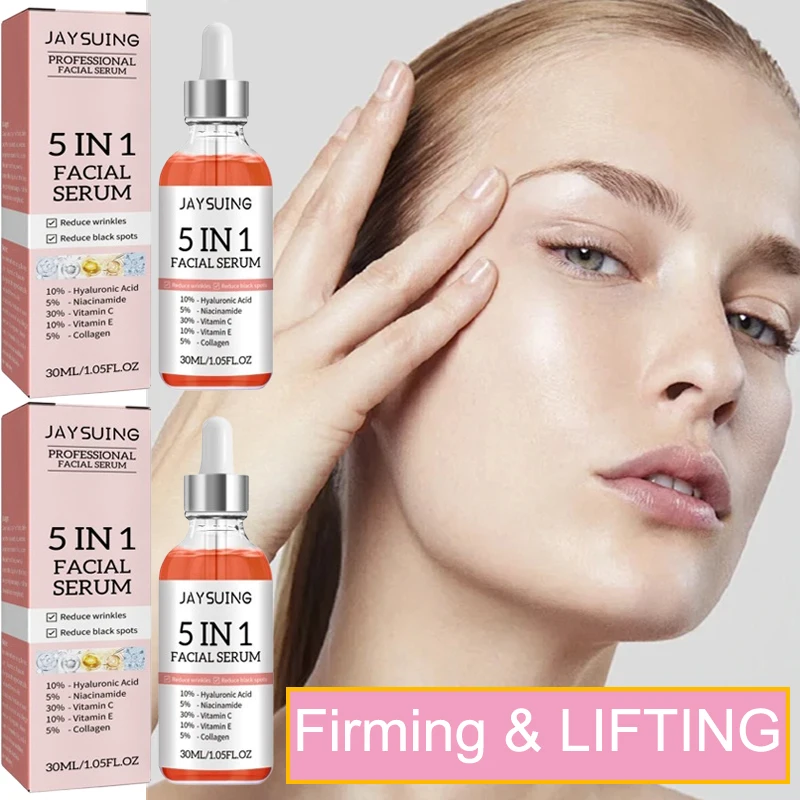 

5 In 1 Fade Fine Lines Firming Face Serum Moisturizing Brightning Vitamin C Hyaluronic Acid Facial Serum Shrink Pores Skin Care