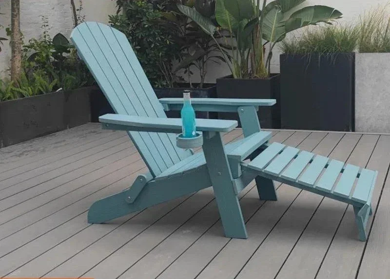 Foldable Adirondack Lounge Chair, Weather Resistant Outdoor Deck Seat for American Villa Garden Beach Relaxation