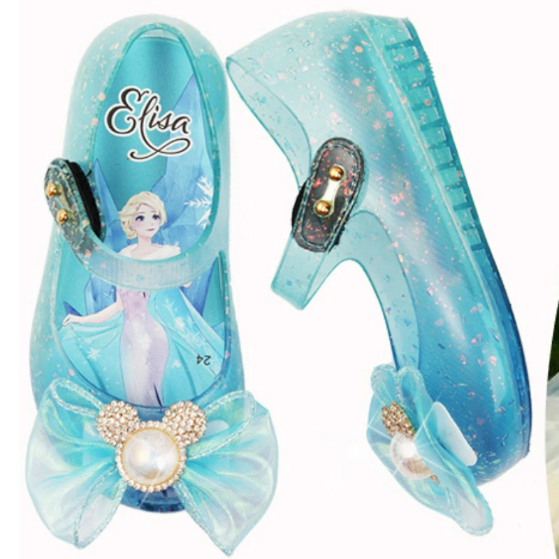 

Disney PVC Children's Sandals Princess Elsa Student Shoes Soft Sole Frozen Princess Jelly Children's Shoes Girls' Sandals Size29