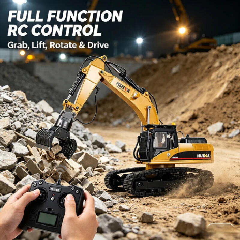 New Huina 580 32ch Full Alloy Rc Excavator Remote Control Digging Vehicle Realistic Hobby Model Premium Gift For Boys