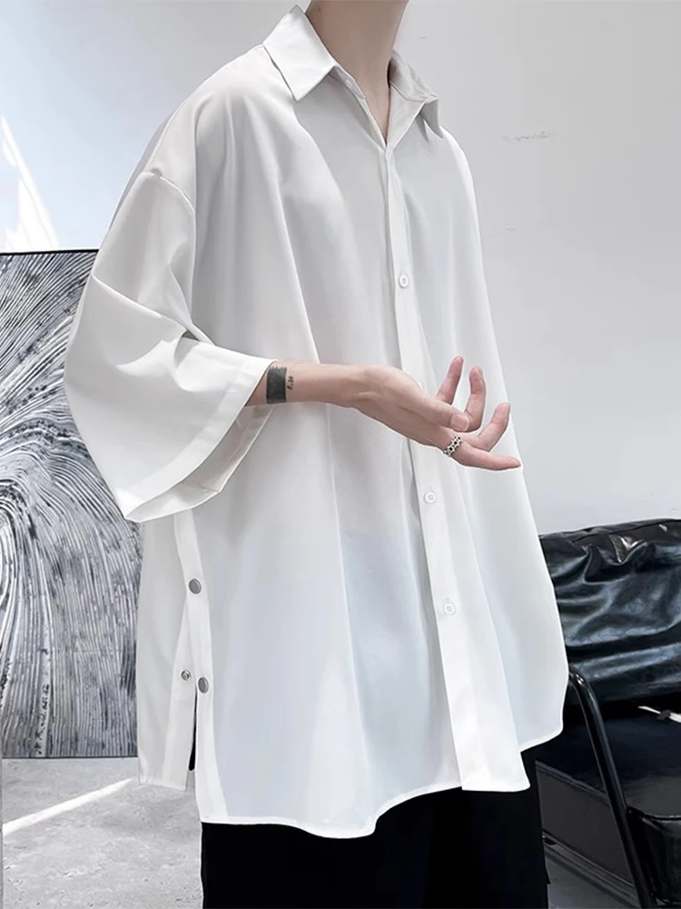 

Мужская свободная рубашка с коротким рукавом, летний топ в стиле Lazy Sle, гонконгский стиль, японский повседневный стиль, для школьников средней школы, Fiv...